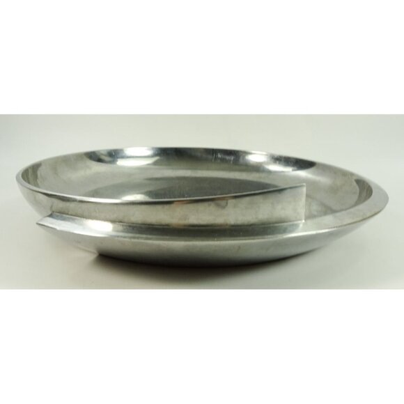 RARE Dansk JD MCM Metal Bowl Round Platter Big Assymetrical Atomic Spiral Curved - Picture 8 of 15